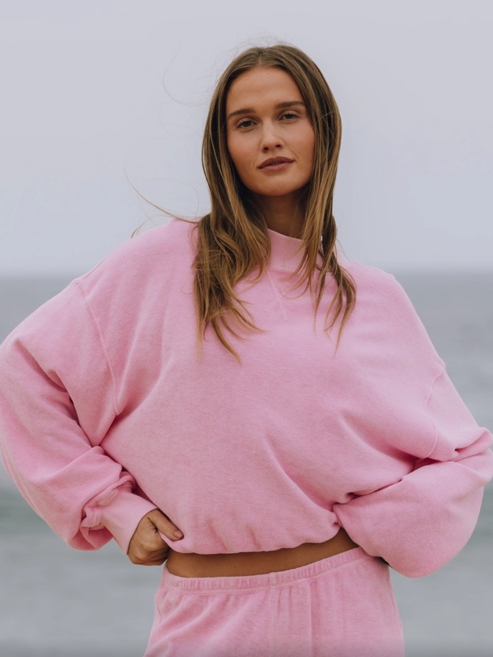 Daily Drills Pink Oversized Crewneck Sweatshirt